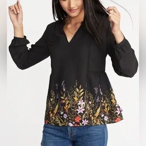 OLD NAVY womens Tunic Black SPRING FLORAL size XL